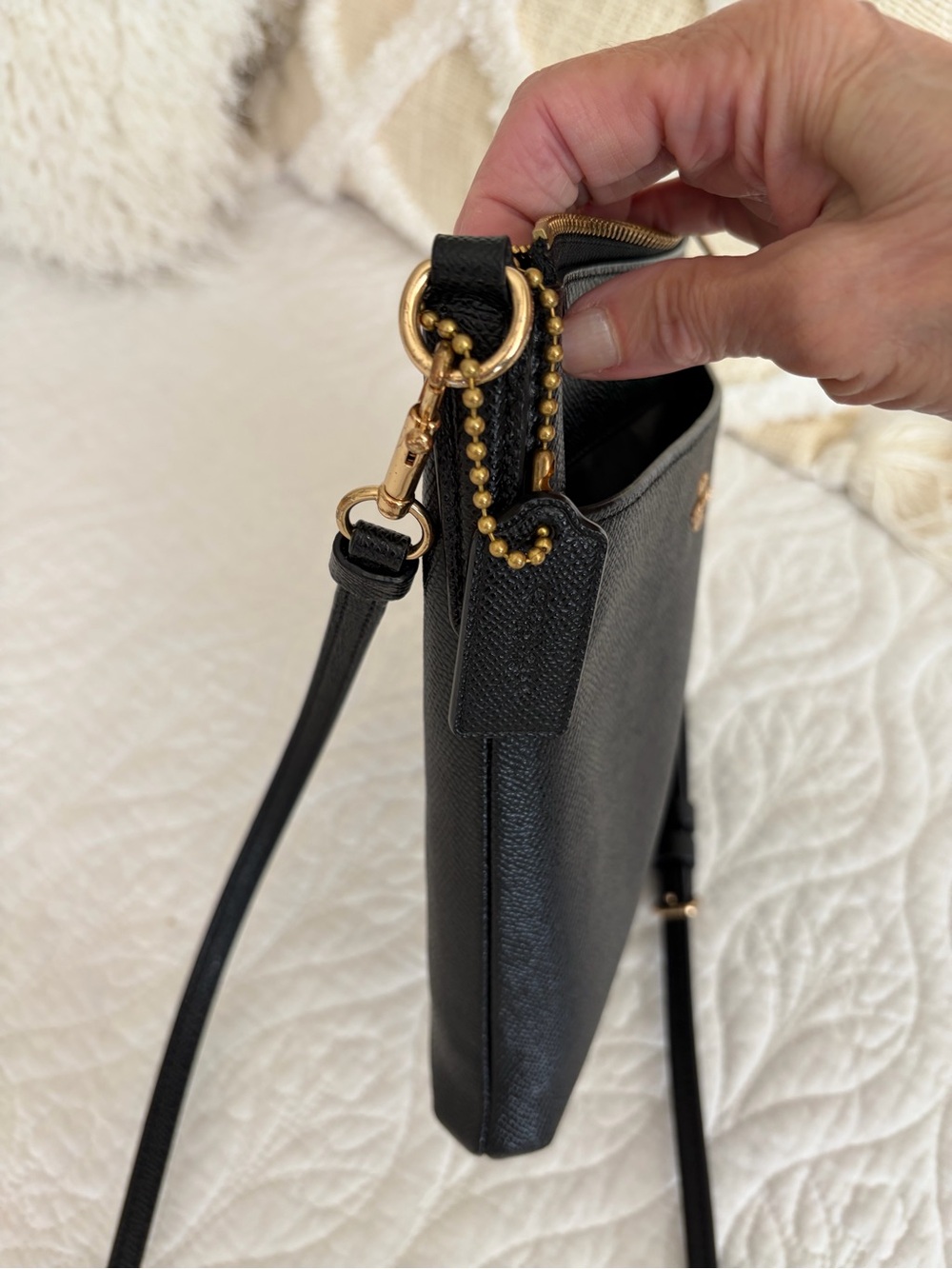 Coach Black Leather Crossbody with Gold-Tone Logo - Picture 8 of 8